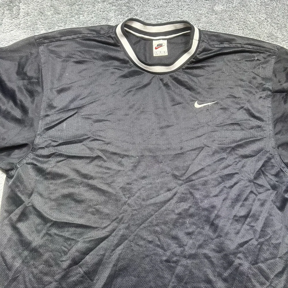 Vintage Nike Mesh Jersey Men's L Black White Tag V Neck Paint Splatter 90s *HOLE - Picture 3 of 12